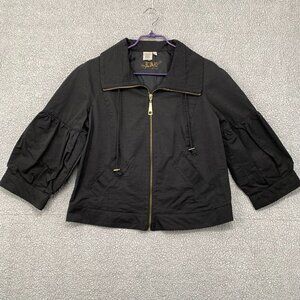 Live A Little Jacket Womens Size Medium 3/4 Sleeve Black Zip Up Side Pockets